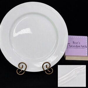Gibson LE CLAIRE WHITE  Embossed Rings Rim 12" Round Chop Plate Serving Platter